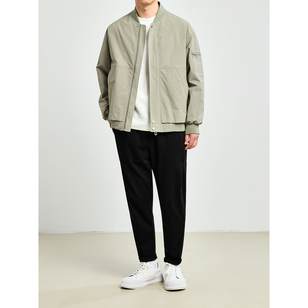 Men's Plain Spring Jacket – Fashionable Casual Transitional Jacket