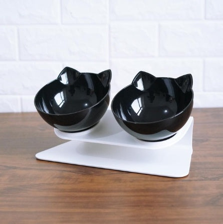 Slanted cat food bowl | Transparent cat ear design bowl