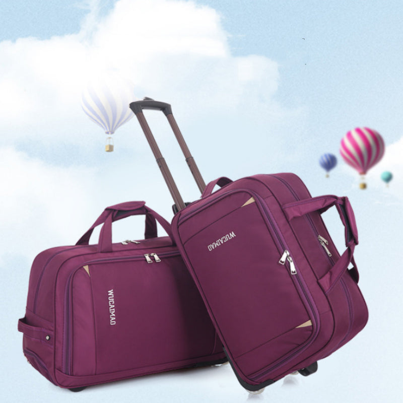 Oxford Fabric Folding Trolley Travel Bag – Lightweight Luggage