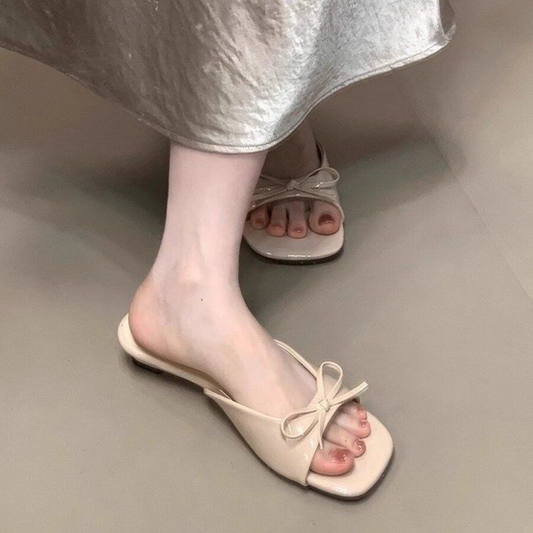 Women's French High Heel Mules – Bow Wedge Sandals