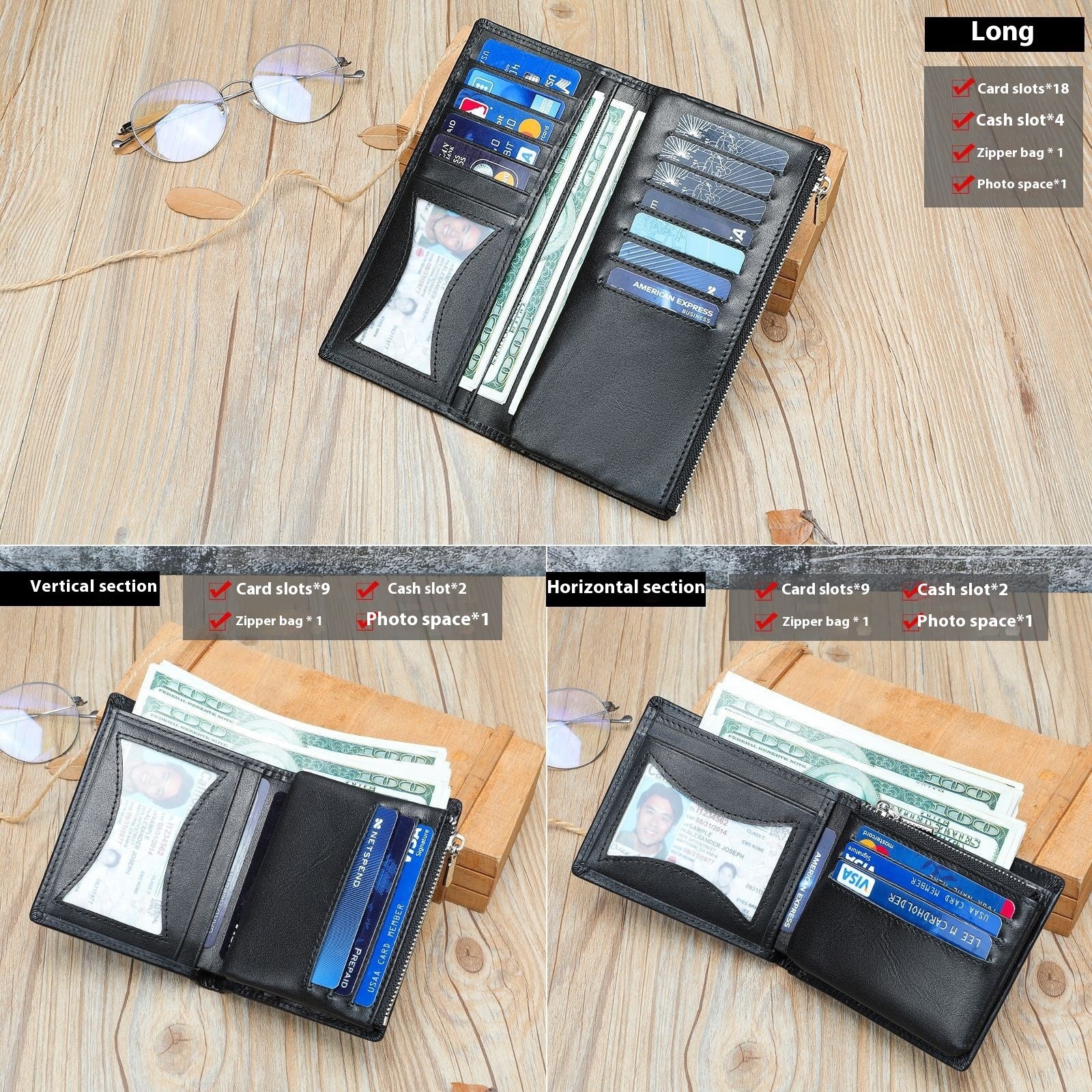 Premium Leder Geldbörse RFID | Reißverschluss | Herren Wallet