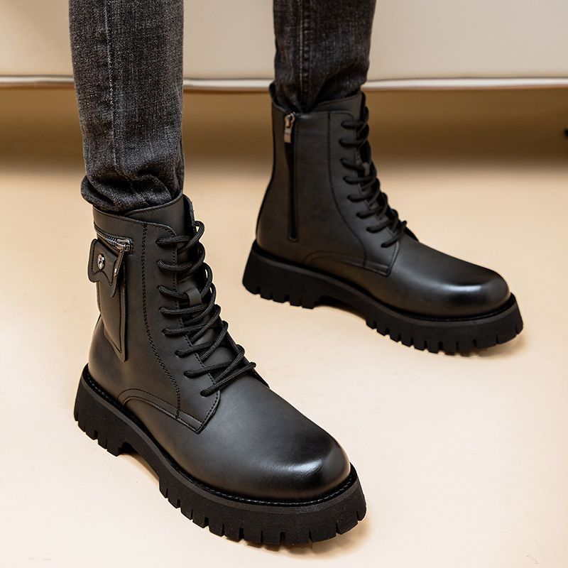 Men's Genuine Leather Martin Boots High Top – Robust Casual Leather Ankle Boots