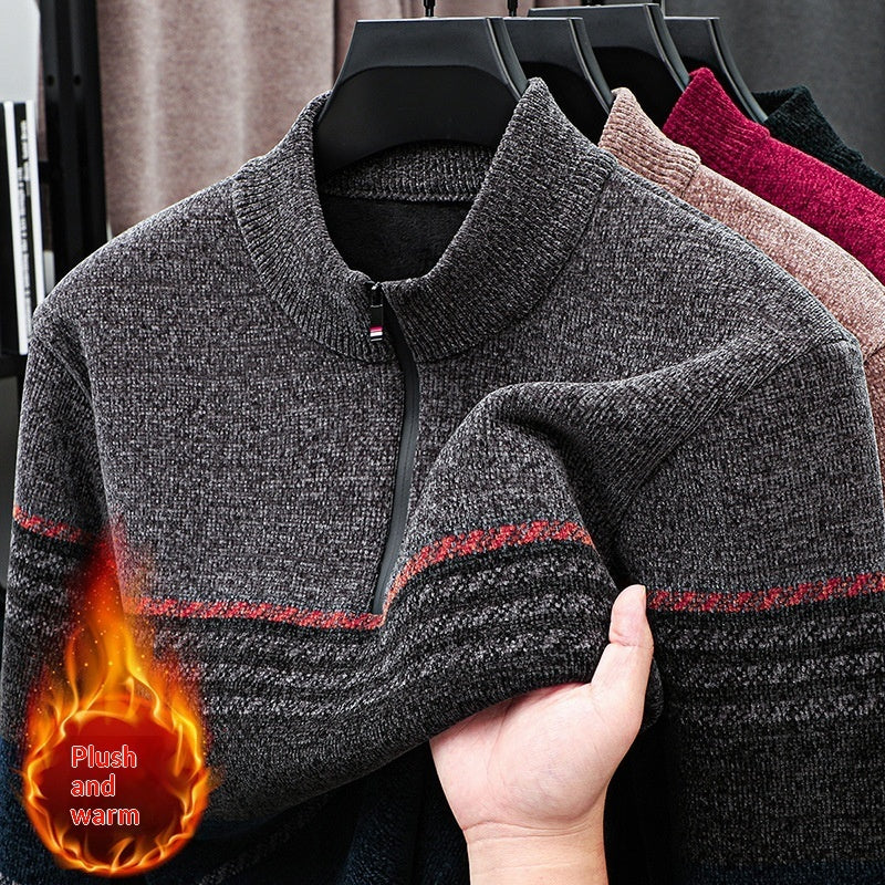 Herren Thermo Pullover Half Zip – Extra Dick Gefütterter Sweater