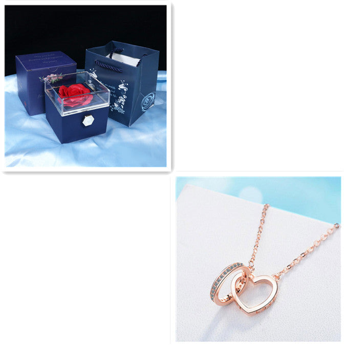 Elegant Double Ring Necklace with Zircon – Symbol of Eternal Love