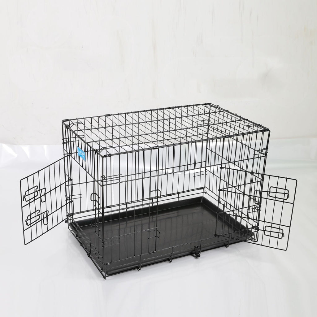 Dog crate foldable | Wire cage large sturdy transport box