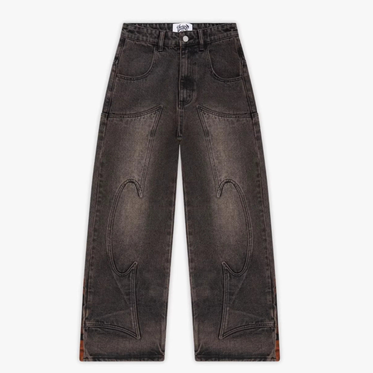Men's Vintage Embroidered Jeans – American Style Denim Trousers