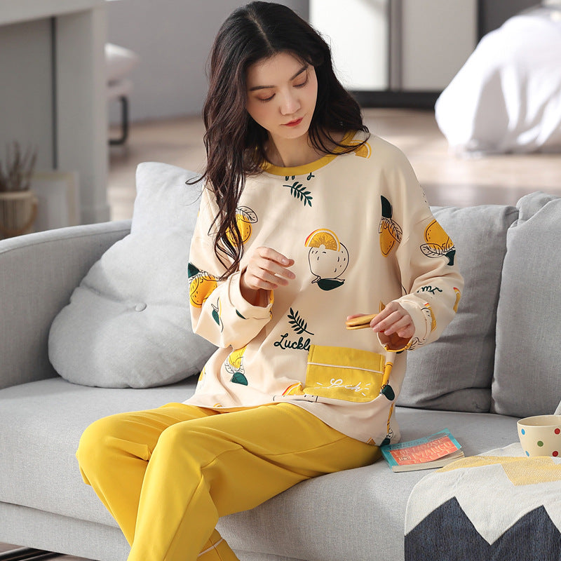 Women's Printed Pyjama Set – Long-Sleeved Pyjamas Autumn Winter