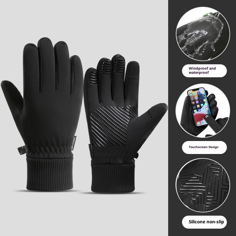 Waterproof Winter Gloves Warm Fleece Cold-Resistant Outdoor