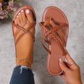 Damen Sandalen Sommer | Geflochten Flip-Flops Strand Schuhe
