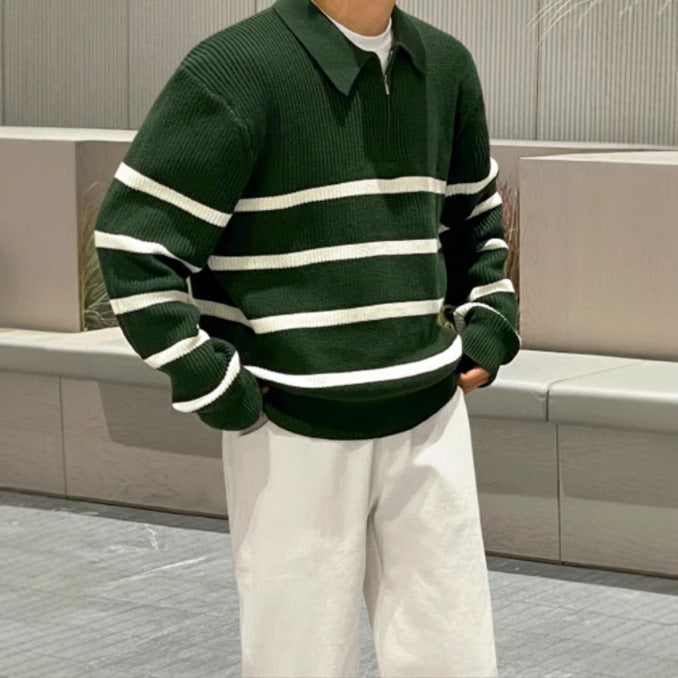 Men's Half-Zip Cardigan – Loose Fit Casual Pullover Jacket