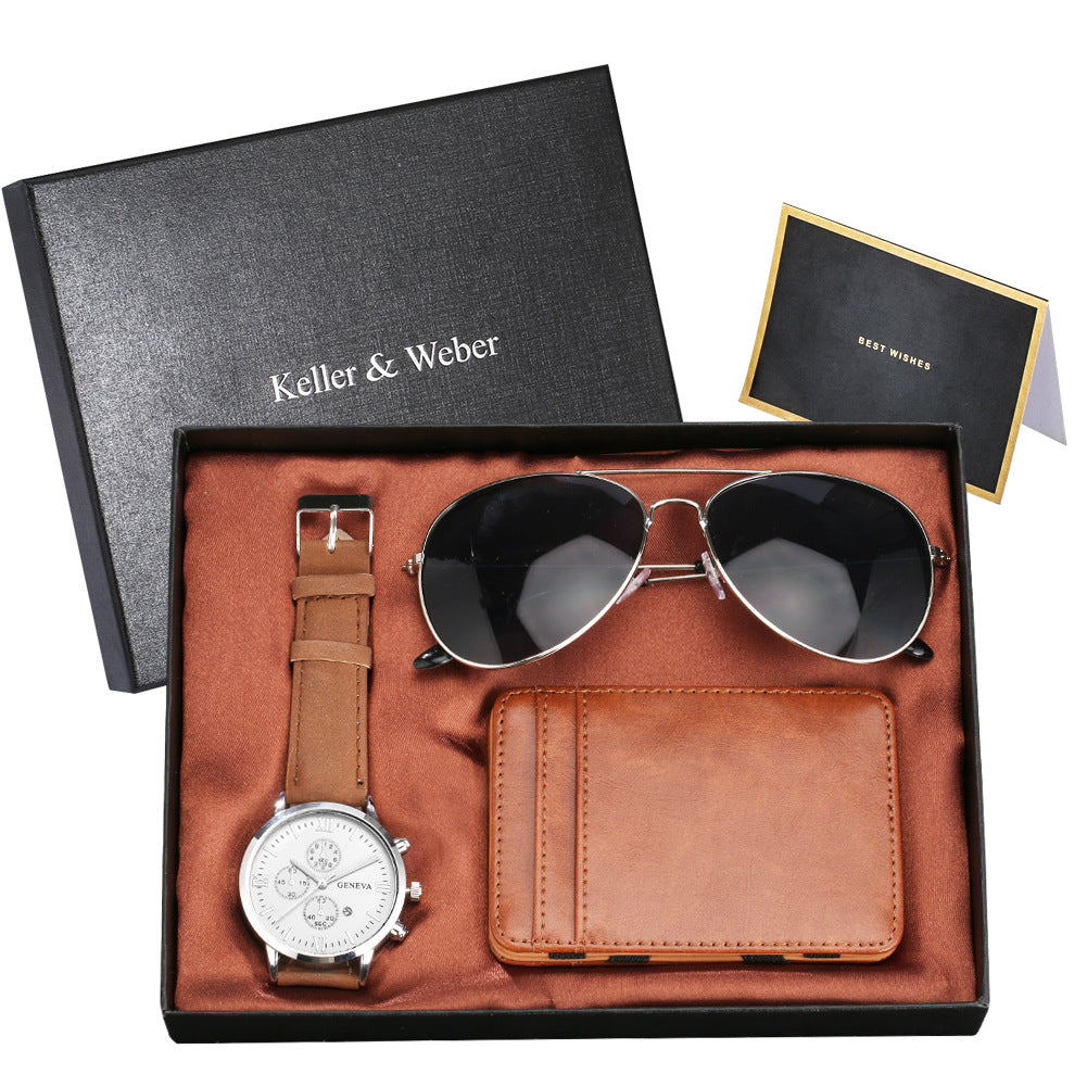 Men's Gift Set Watch Glasses Wallet | Gift Box Set