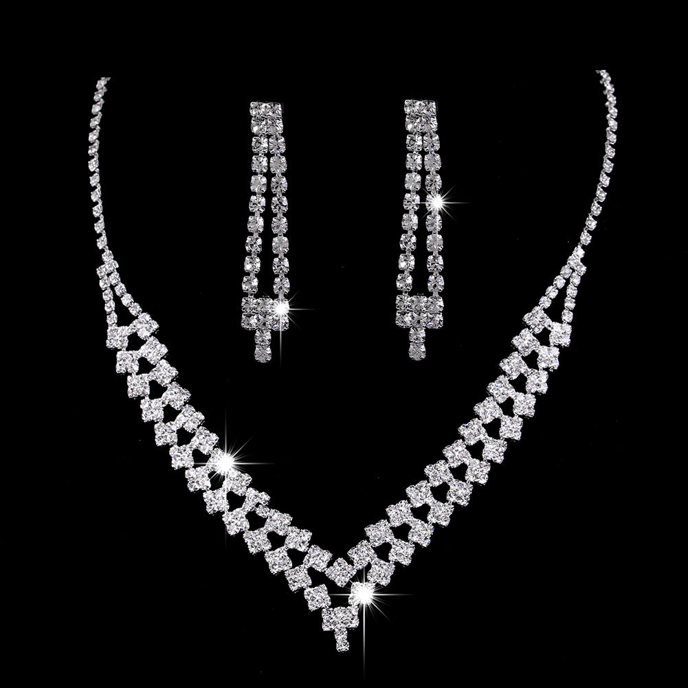 Luxury Teardrop Zircon Jewelry Set - Necklace & Earrings with Diamond Look