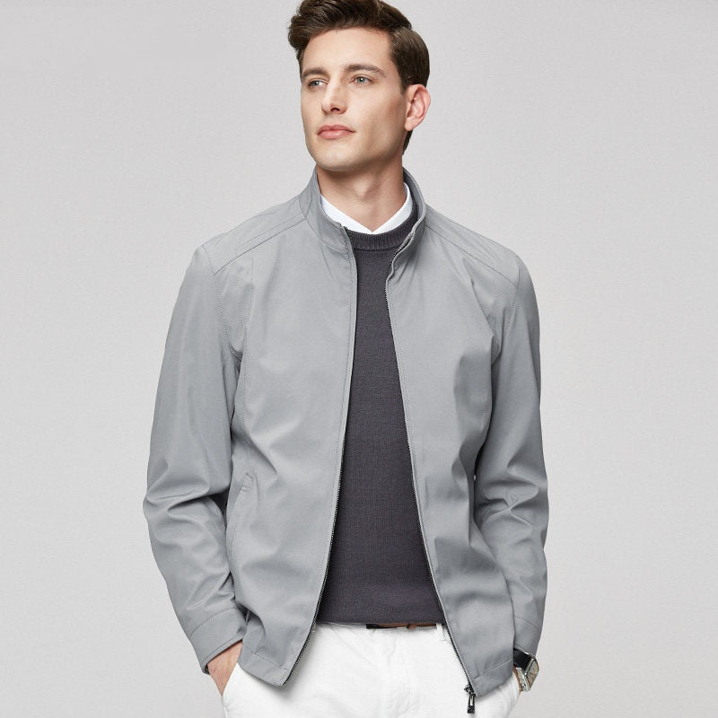 Men's Windproof Stand-Up Collar Jacket – Modern Transitional Jacket