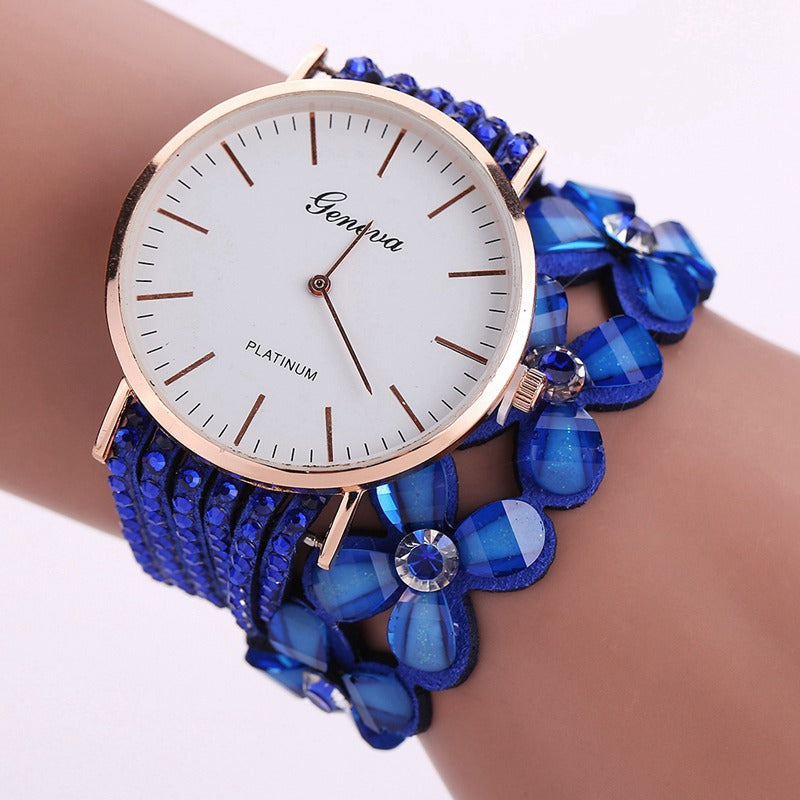 Women's Floral Quartz Watch | Elegant Rhinestone Fashion Wristwatch