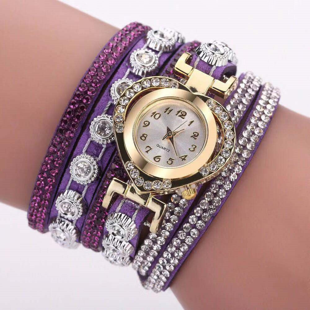 Personality Heart-Shaped Diamond Dial with Multicolor Bracelet