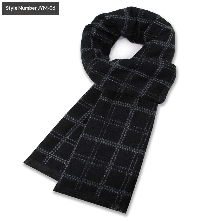 Men's Scarf Plaid Warm Wool Blend Winter Thick Elegant