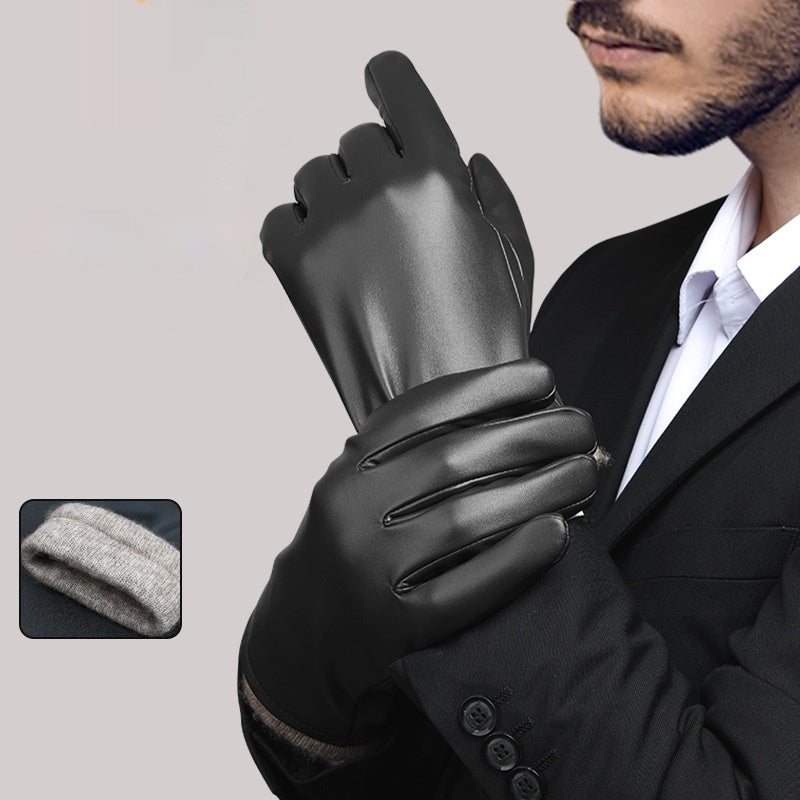 Men's Leather Gloves Business Windproof Water-Repellent Elegant