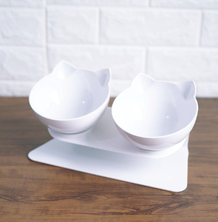 Slanted cat food bowl | Transparent cat ear design bowl