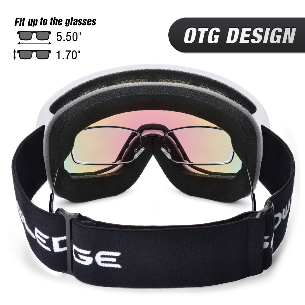 Double Lens Anti-Fog Ski Goggles | UV400 Protection Ski & Snowboard Goggles OTG
