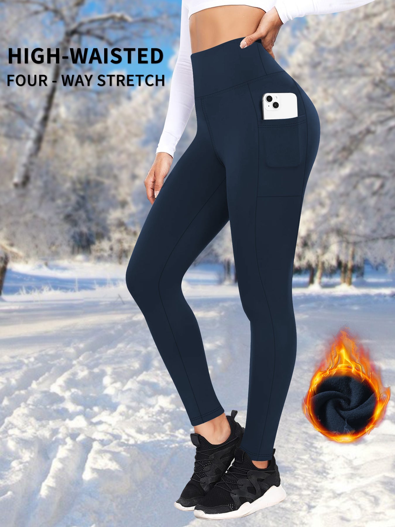 Women's Thermal Yoga Leggings with Pockets – Lined Winter Warm