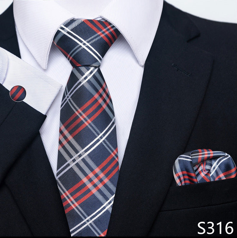Men's Tie Set Business Scarf Cufflinks Elegant