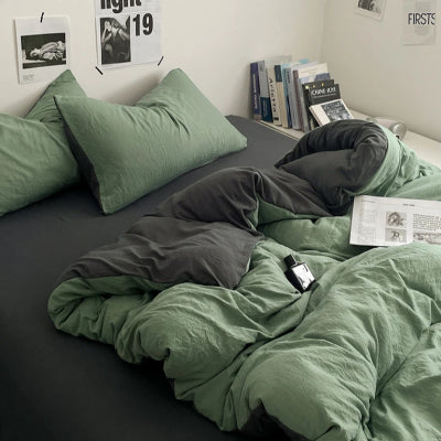 Baumwolle Bettwäsche Set 4-teilig | Weich & Modern Uni Design