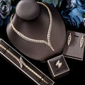 Luxury 3A Zirconia Jewelry Set – 4-Piece with Necklace, Earrings, Bracelet & Ring for Wedding