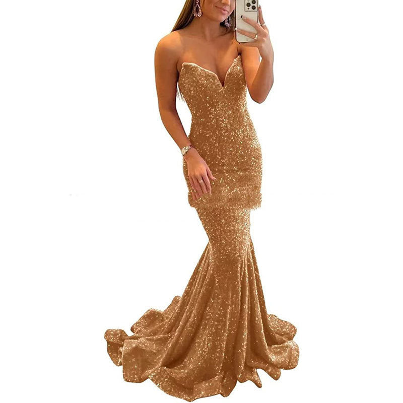 Elegant Sequin Evening Gown – Glamorous Maxi Ball Gown for Special Occasions