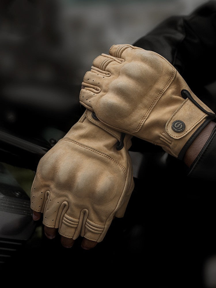 Motorradhandschuhe Ziegenleder dünn rutschfest präzise Herren