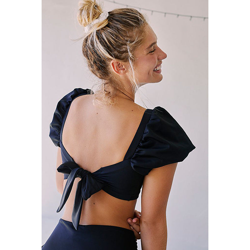 Sexy Damen Rüschen Bikini | Bandage Swimwear Unifarbe