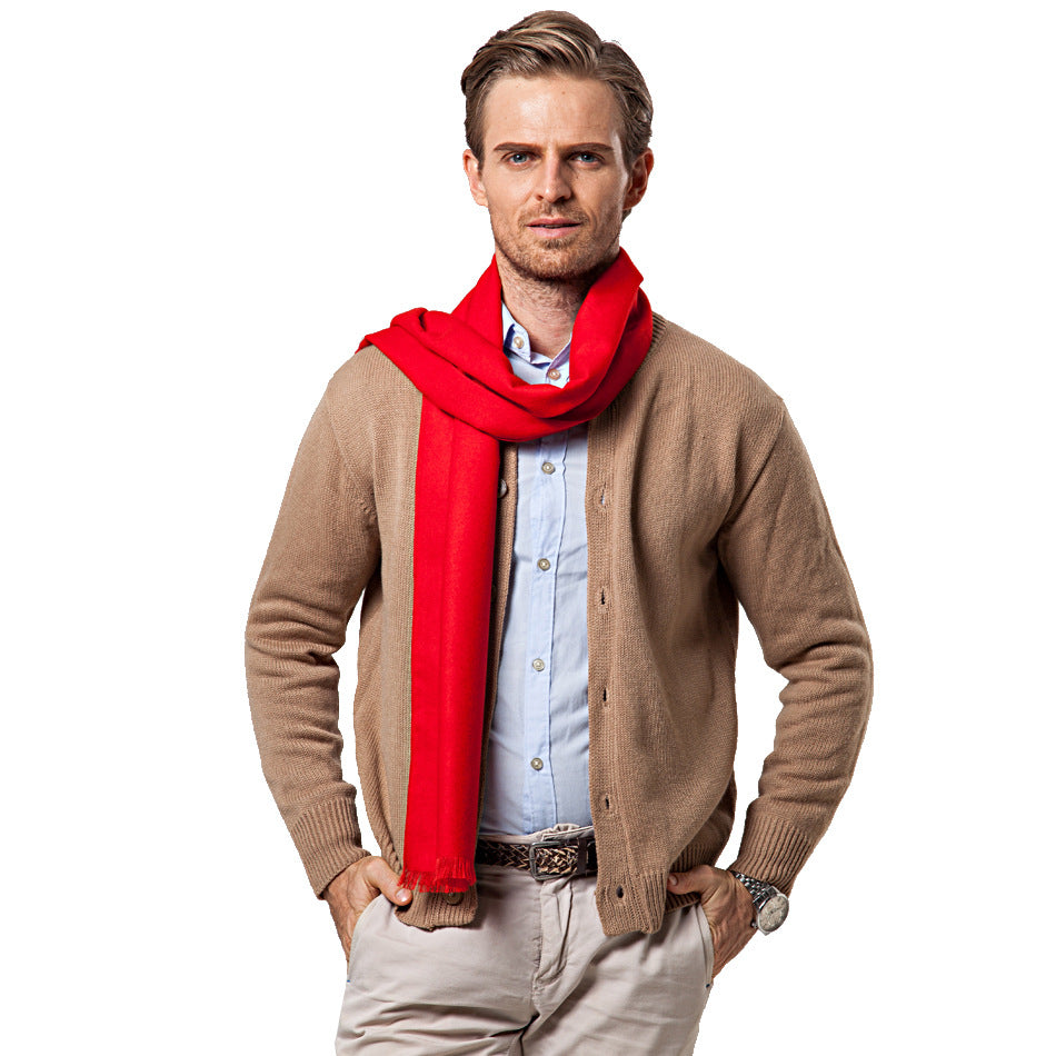 Men's Luxury Velvet Scarf Double-Sided | Warm Fringe Scarf