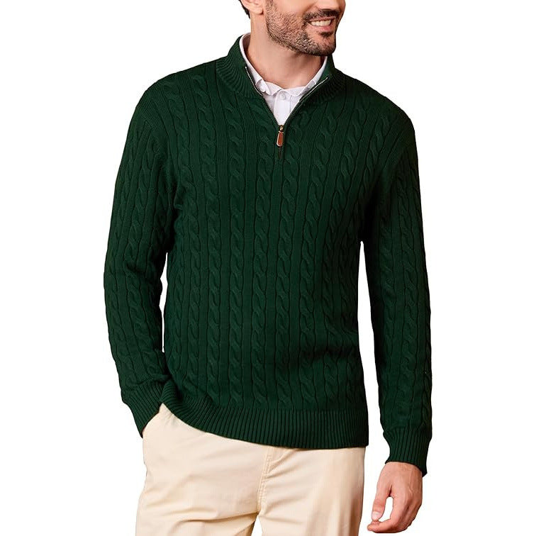 Men's Thermal Knitted Half-Zip Sweater – Warm Long-Sleeve Pullover