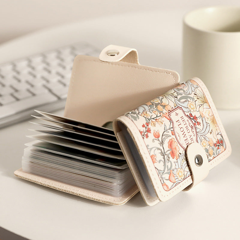 Women's Card Holder Retro Flowers Large Elegant Style