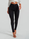 Women's Mid Waist Skinny Jeans Black – Slim Fit Stretch Pants