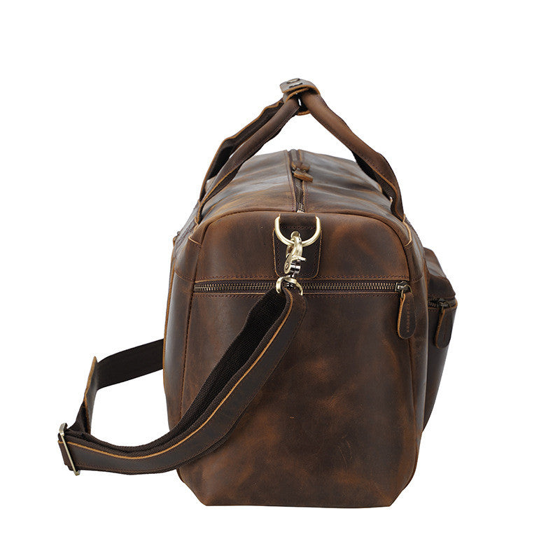 Men's Crazy Horse Leather Large Travel Bag - Vintage Premium Tote