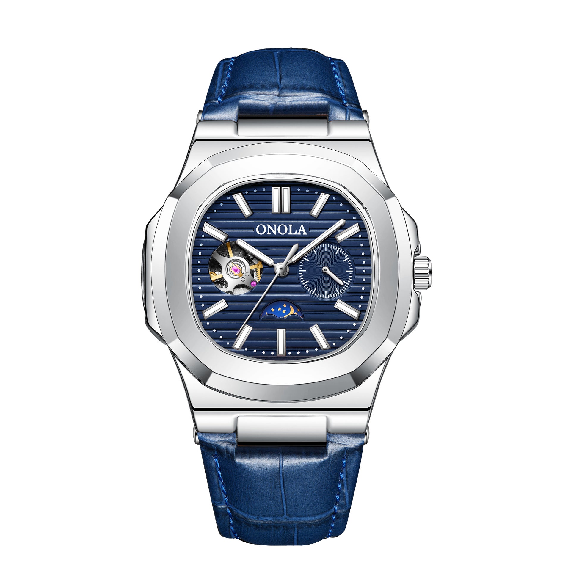 Men's Automatic Watch Luxury | Sun Moon Stars Leather Strap