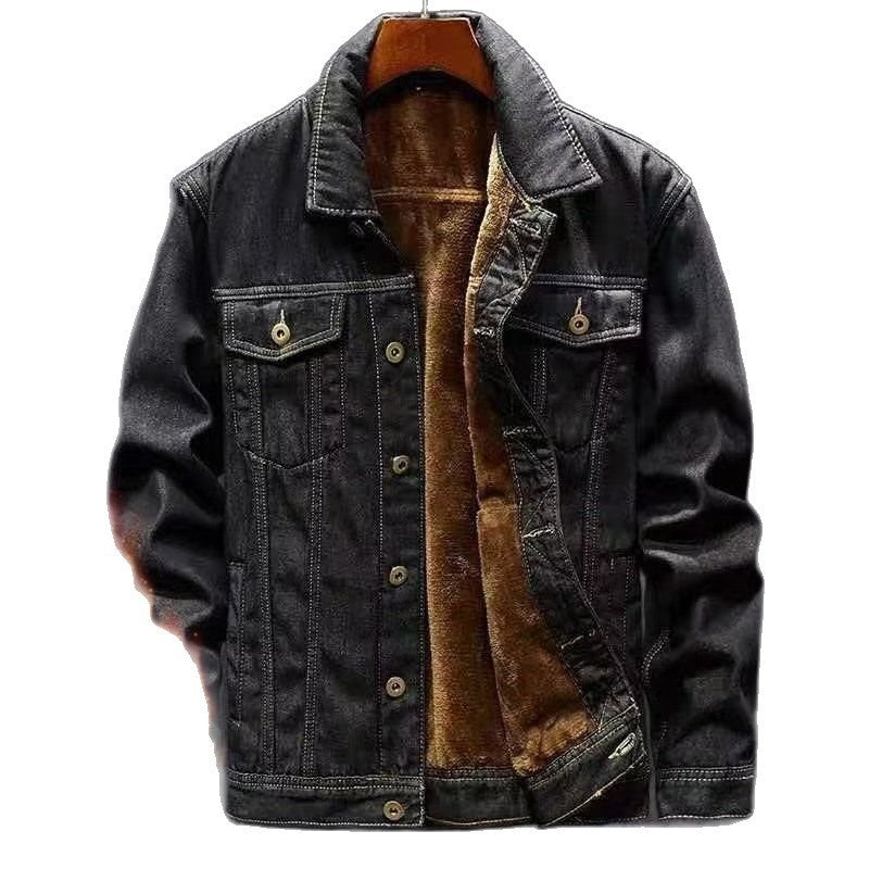 Men's Jeans Winter Jacket Lined - Thick Denim Puffer Jacket