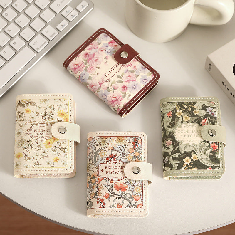 Women's Card Holder Retro Flowers Large Elegant Style