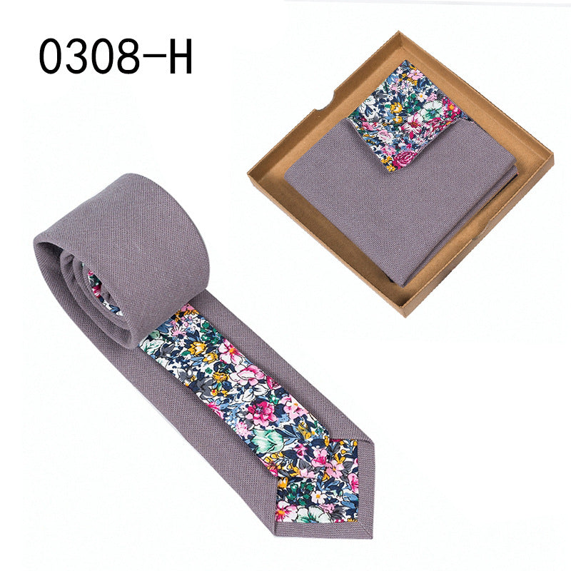 Herren Krawatte floral Baumwolle Einstecktuch elegant modern