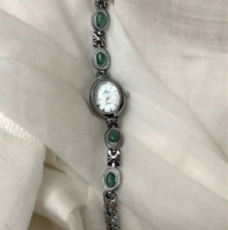 Women's Quartz Watch with Green Jade – Exclusive Designer Jewelry Watch