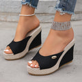 Women's Wedge Sandals Black | Buckles Comfort Elegant Shoes