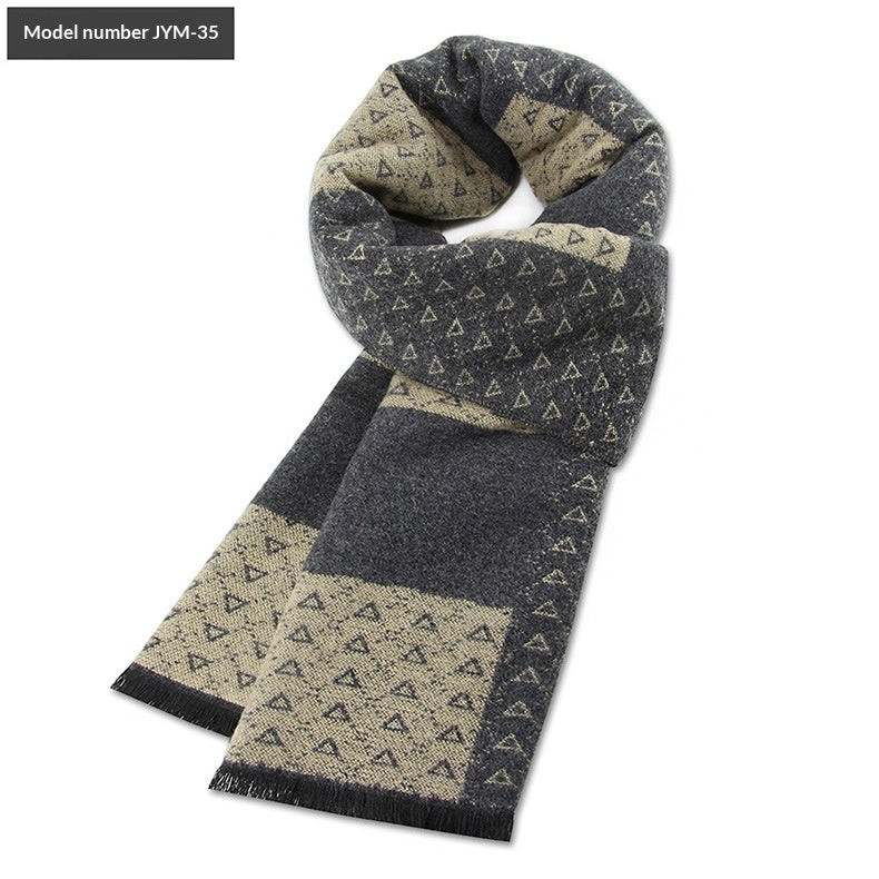 Men's Scarf Plaid Warm Wool Blend Winter Thick Elegant