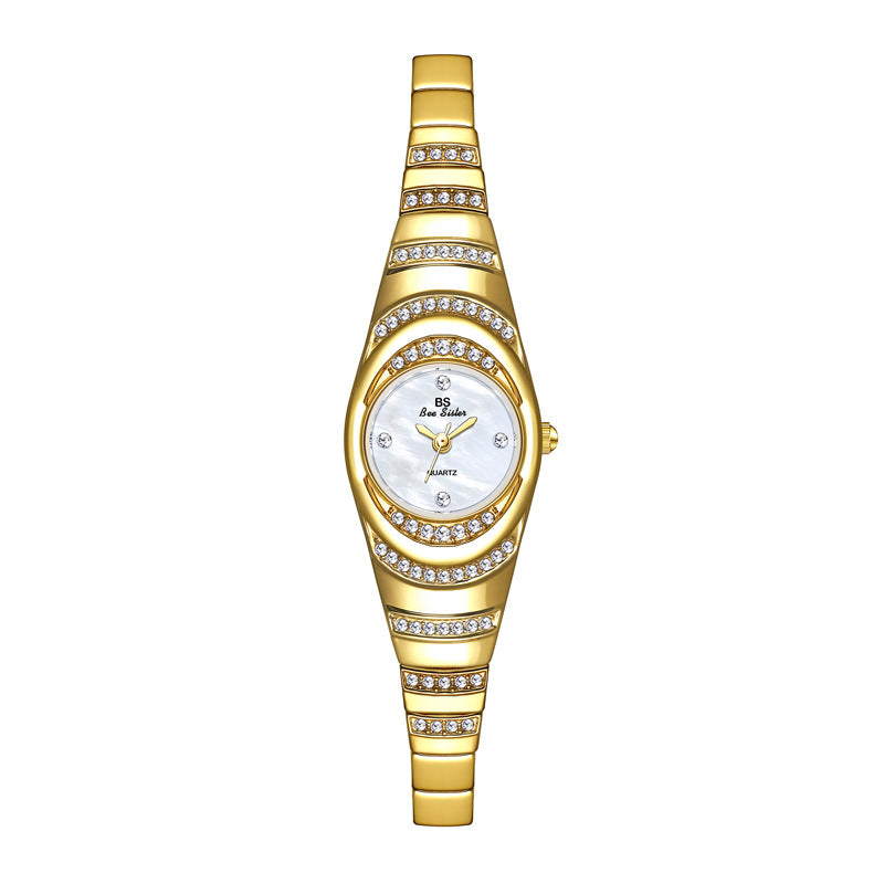 Damen-Goldarmbanduhr mit Diamanten, modische Damenarmbanduhr, Damen-Volldiamantuhr