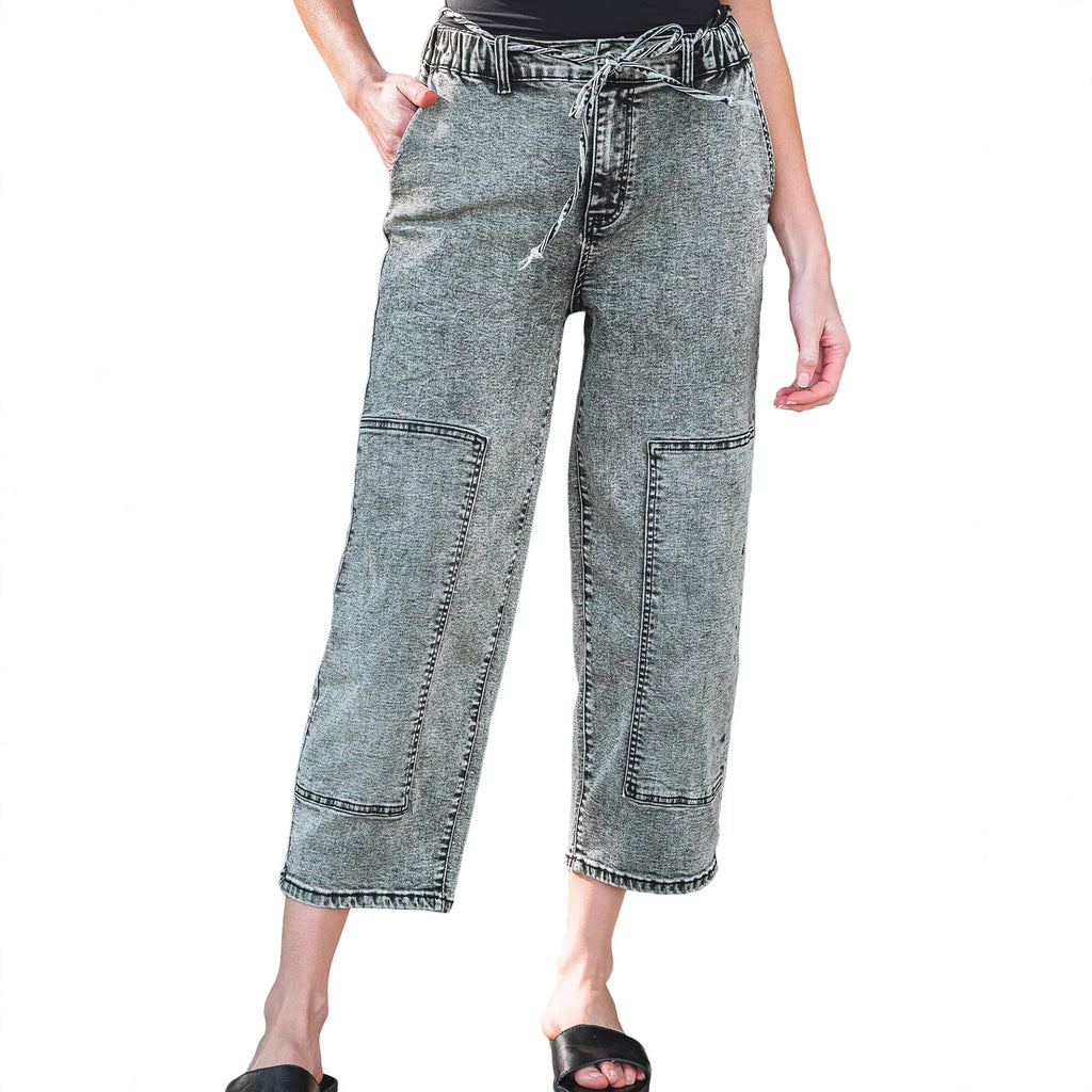 Women's Straight Leg Trousers with Pockets – Washable & Drawstring