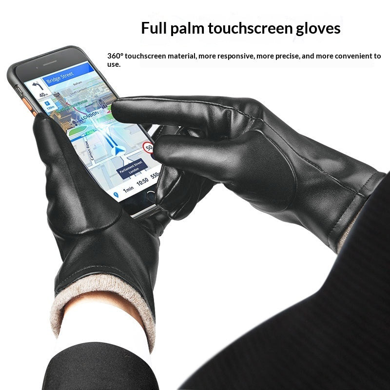 Men's Leather Gloves Business Windproof Water-Repellent Elegant