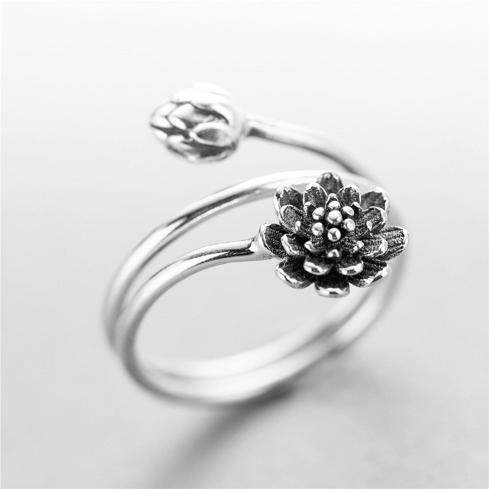Lotusring aus 925er Sterlingsilber