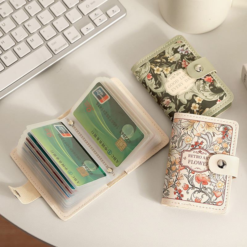 Women's Card Holder Retro Flowers Large Elegant Style