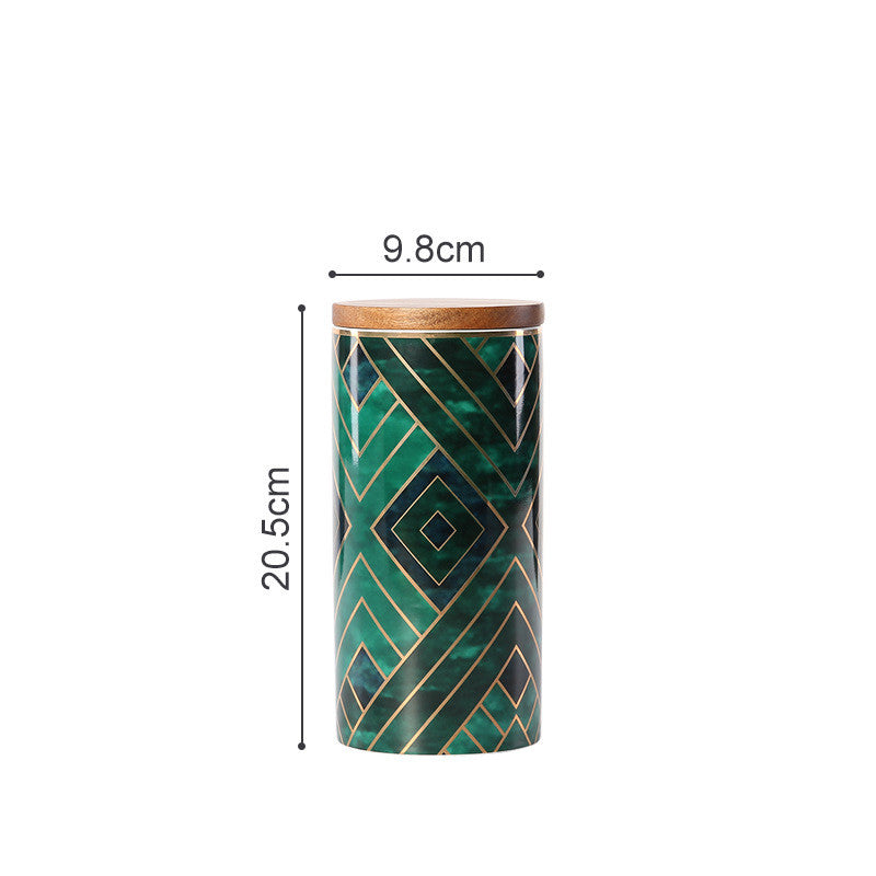 Luxury Ceramic Storage Jar | Emerald Green Canister | Airtight Kitchen