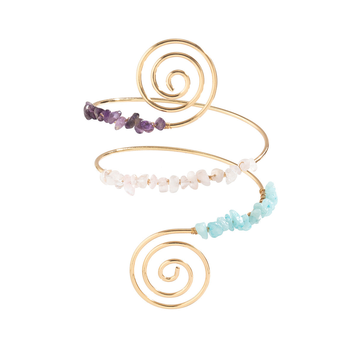 Beaded bracelet with pebble ring opening