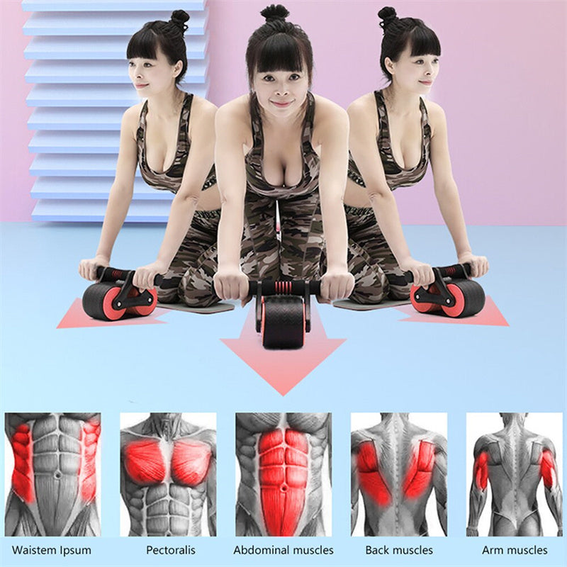 Double Wheel AB Roller with Automatic Rebound | Abdominal Trainer Home Gym